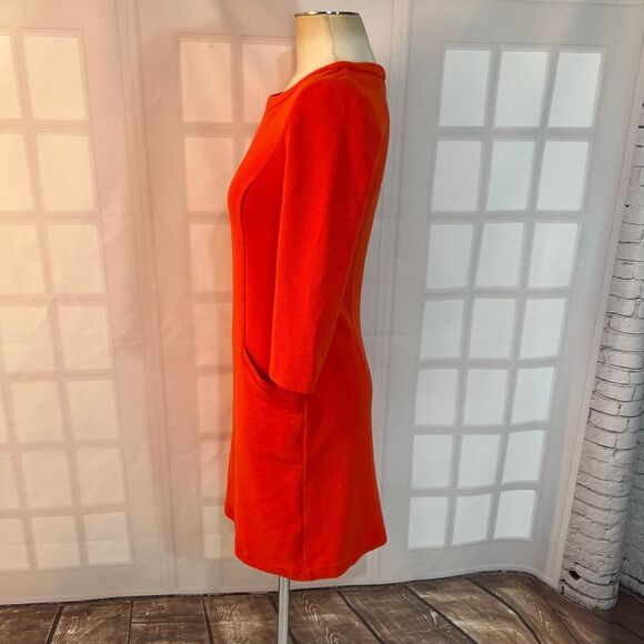 Boden Orange Jewel Neck 3/4 Sleeve Textured Pullover Sheath Dress Size 4R - Picture 8 of 13
